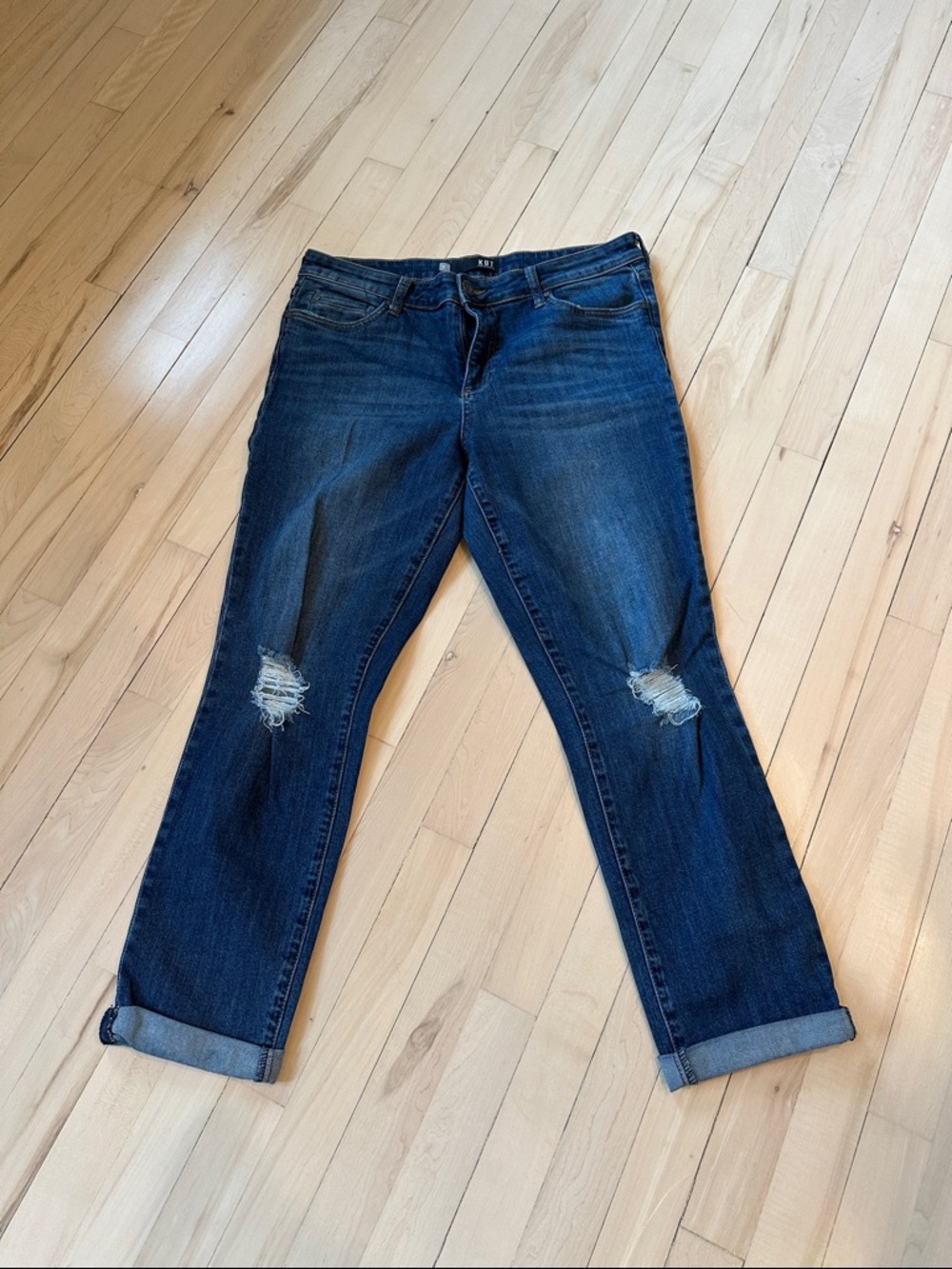 Kut from the Kloth Dark Blue Distressed Boyfriend Jeans